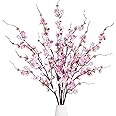 Sggvecsy Artificial Plum Blossom Flowers 4 Pcs Faux Cherry Blossom Stems Faux Silk Plum Blossom Branches 36.2’’ Fake Flowers Long Stems for Vase Arrangements Home Wedding Table Decor (Pink)