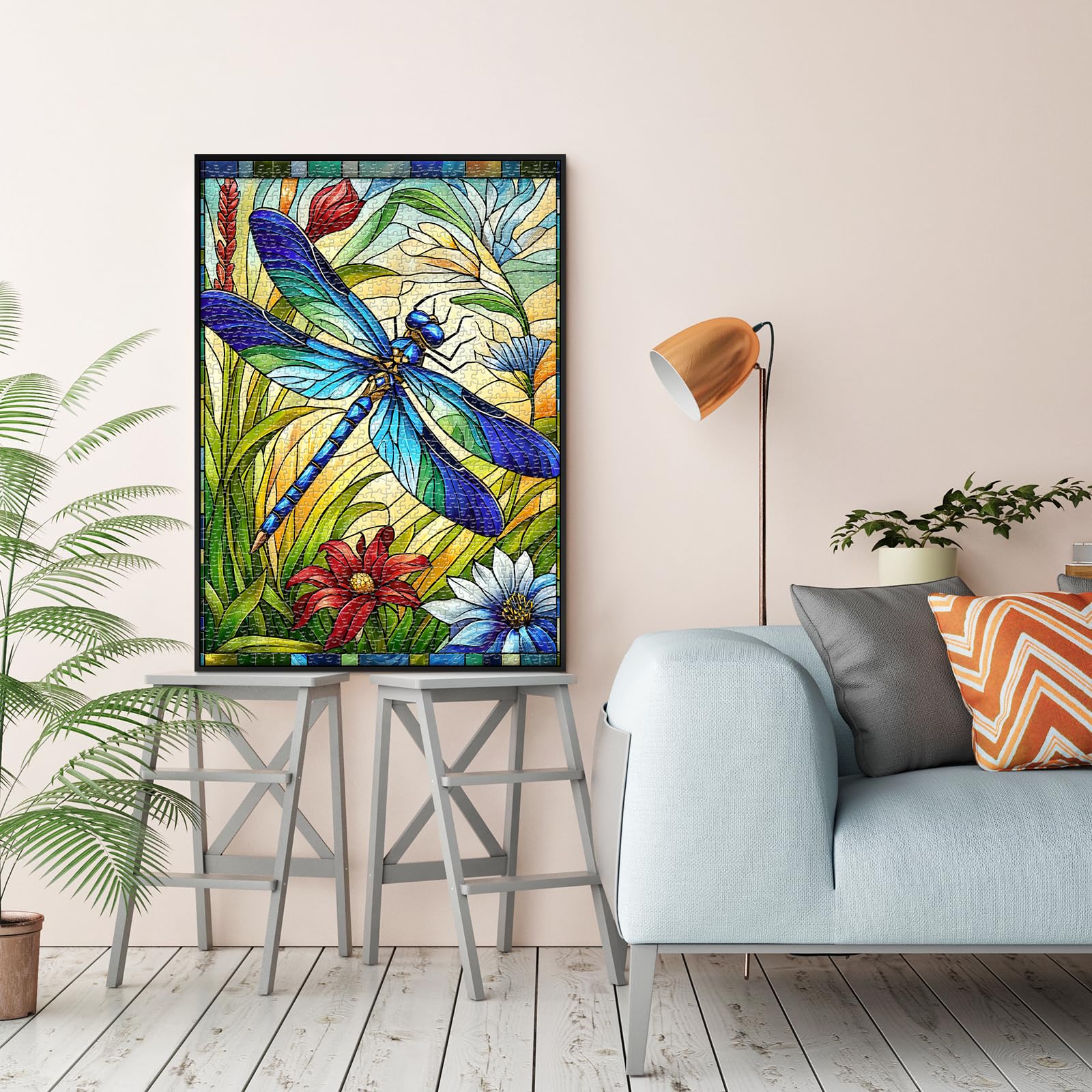 Sutinban Stained Glass Dragonfly 1000 Piece Puzzles, Jigsaw Puzzle 1000 Pieces for Adults, Coolest Adult Puzzles for Happy Family Time, Great Gift for Jigsaw Puzzle Lovers, 27.5’’x19.7’’