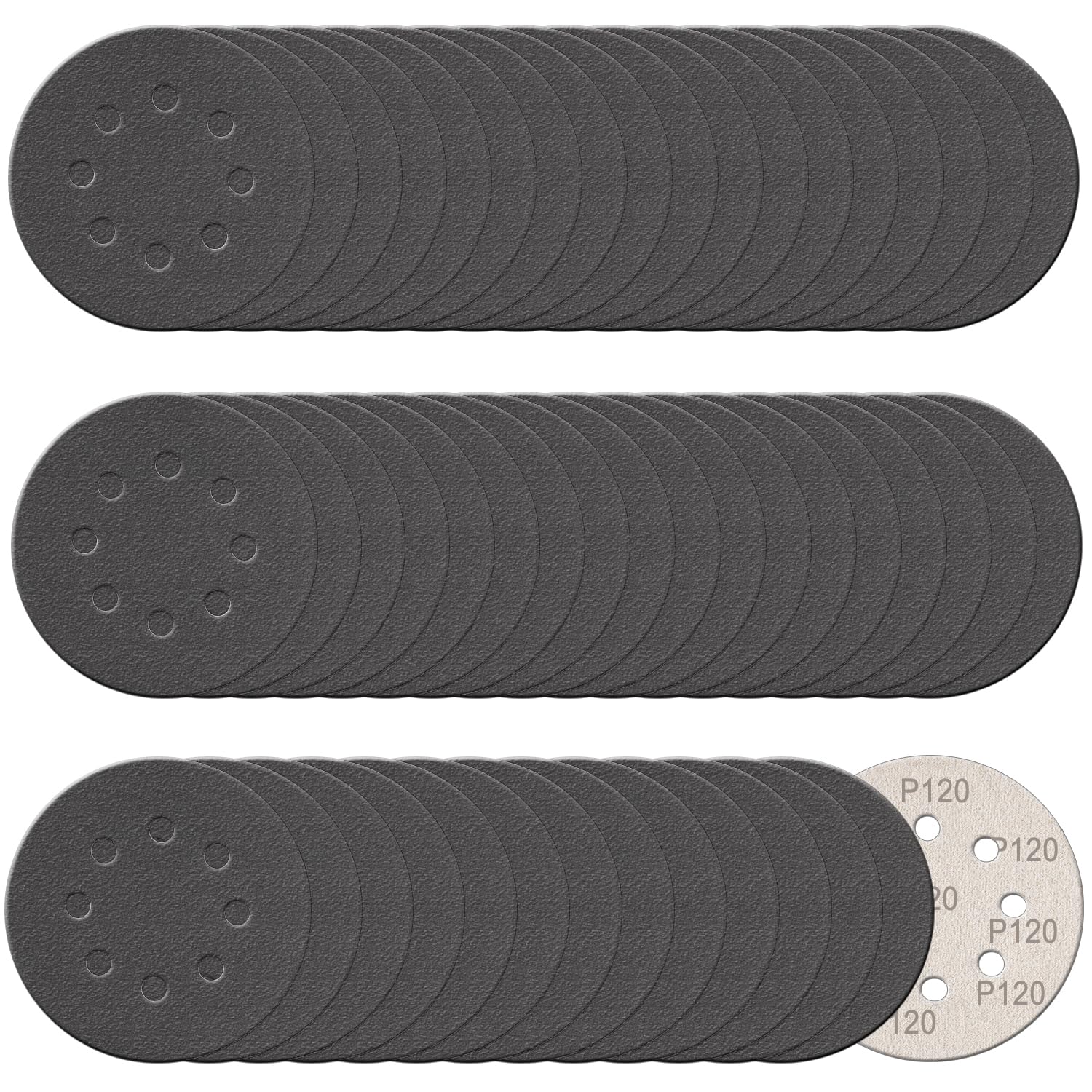 Photo 1 of 100 Pcs 5 Inch Sanding Discs Hook & Loop 8 Holes Wet Dry 120 Grit Sandpaper Silicon Carbide Sand Paper for Orbital Sander Automotive Wood Plastic Metal Polishing (100Pcs 120 Grit)