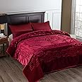 JML Fleece Blanket King Size, Heavy Korean Mink Raschel Blanket 85 X 95 Inches- 9 Lbs, Single Ply, Soft and Warm, Thick for Autumn,Winter, Burgundy