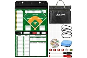 JIUKONG Magnetic Baseball Lineup Board for Dugout, Collapsible Softball & Baseball Clipboard for Coaches | Includes 60 Magnets, Markers, Eraser & Water-Resistant Carrying Bag for Coaches, Players, Teams