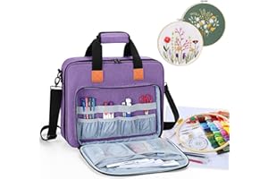 LUXJA Embroidery Project Bag, Embroidery Kits Storage Bag (Bag Only), Purple