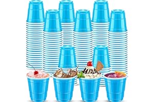 cssopenss 120 pcs blue Plastic Shot Glasses 2 oz blue shot cups blue shot glasses disposable for drinking Tastings served Snacks Jello Tastings and Samples(Lake Blue)