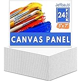 Jeffbaubl 24 Pack Canvas Boards for Painting, 5 x 7 inch Cotton Canvas Panels, Gesso Primed Acid-Free Painting Canvases, Blank Canvases for Acrylic Watercolor Oil Tempera Paints