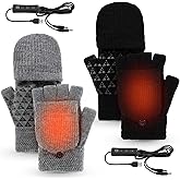 JaGely 2 Pairs USB Heated Gloves Fingerless Hand Warmers Electric Hand Warmer USB Heated Mittens Warming Gloves with Button