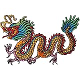 Chinesische Drache Stickerei Aufnäher - Großer Rückenpatch 23,5x48,5cm