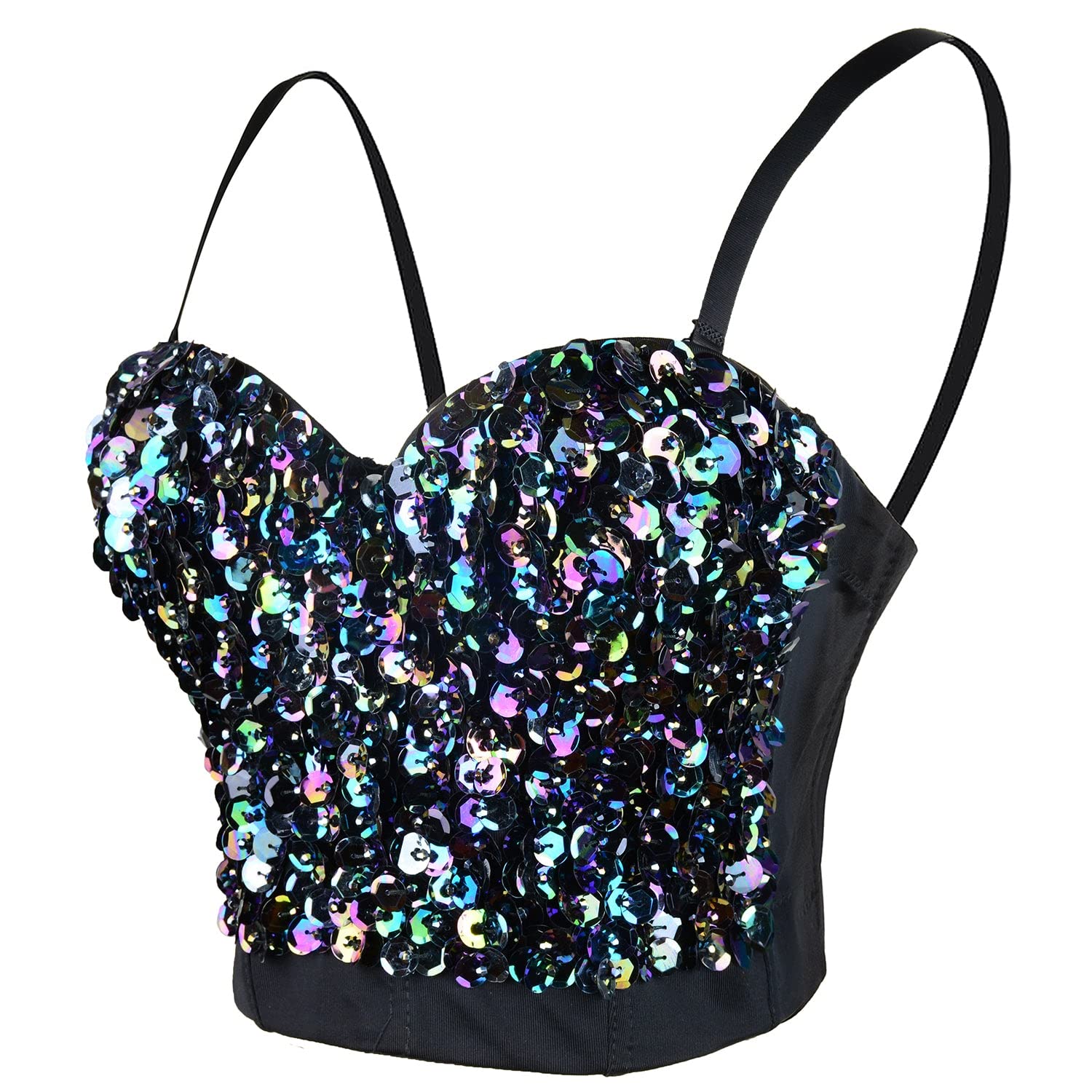 Photo 1 of ELLACCI Sexy Sequin Bustier Crop Top Push up Club Party Corset Top Black | size 36 A