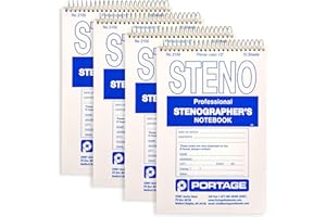 Portage Steno Notebook | 6" x 9" With Ultra Thick Backing Perfect For Writing Wherever You Need, 70 Sheets of Quality, Wide Ruled Paper, Top Spiral Bound
