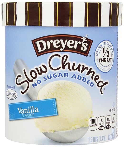 Dreyer's Slow Churned, No Sugar Added Vanilla Ice Cream, 1.5 qt (Frozen