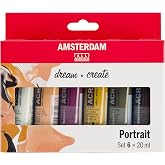 Amsterdam Standard Series Acrylic Paint Set | Portrait Set (6 x 20 ml Tubes) | Mixing Colors Perfect for Various Skin Tones
