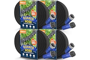 Winisok 200FT Soaker Hose, Heavy Duty Double Layer Gardening Hoses, Save 80% Water, Flexible Leakproof, Drip Irrigation Tubing for Garden Beds and Lawns (50 FT x 4Pack)