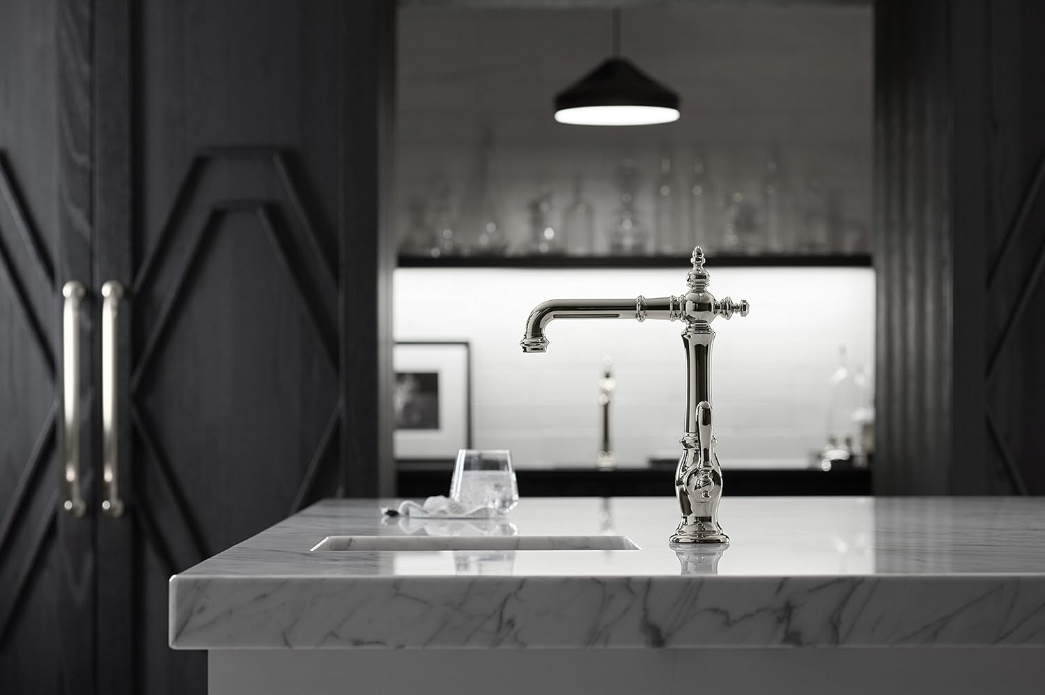 KOHLER K-99267-CP Artifacts Bar Sink Faucet with Victorian Spout Design, Polished Chrome - - 