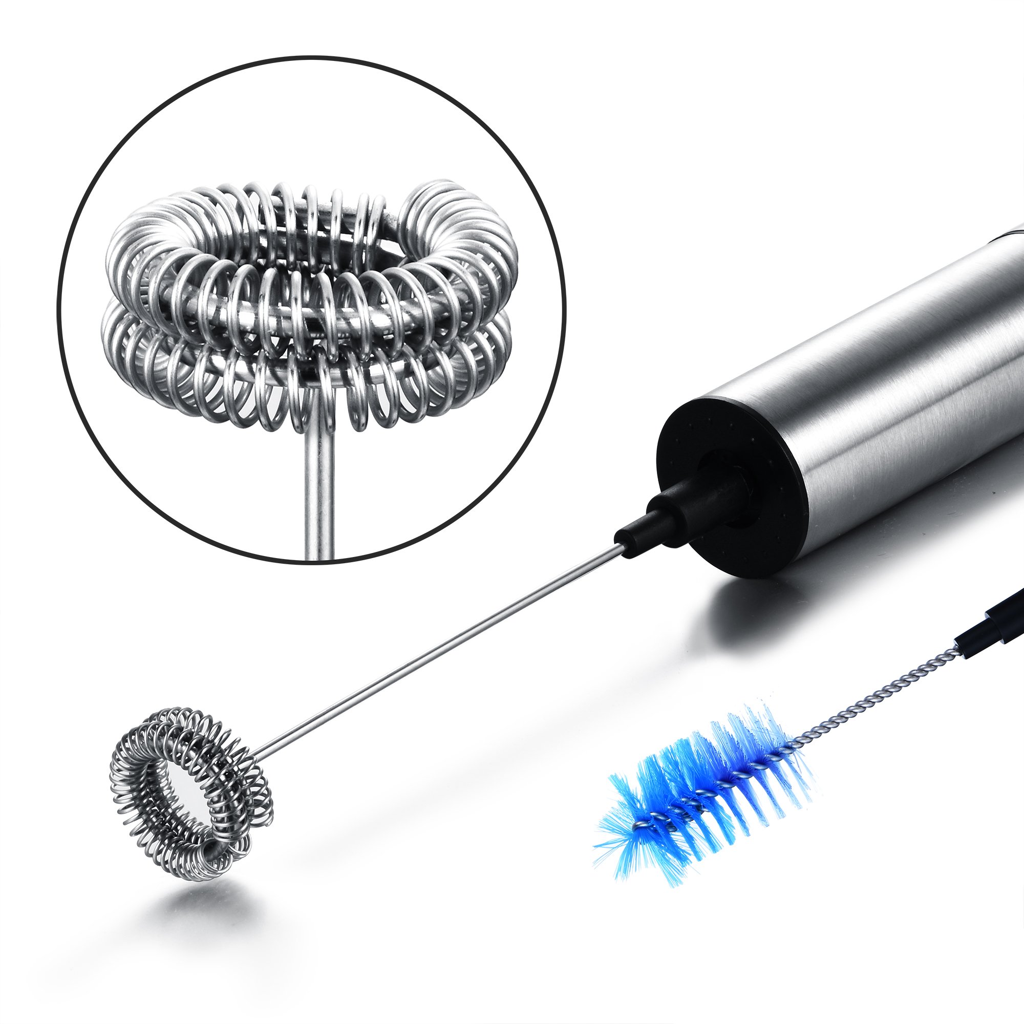 Milk Frother Handheld with Double Spring Head Powerful Whisk Electric