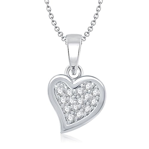 VK Jewels Classic Heart Rhodium Plated Pendant for Women - PS1044R [VKP1044R]