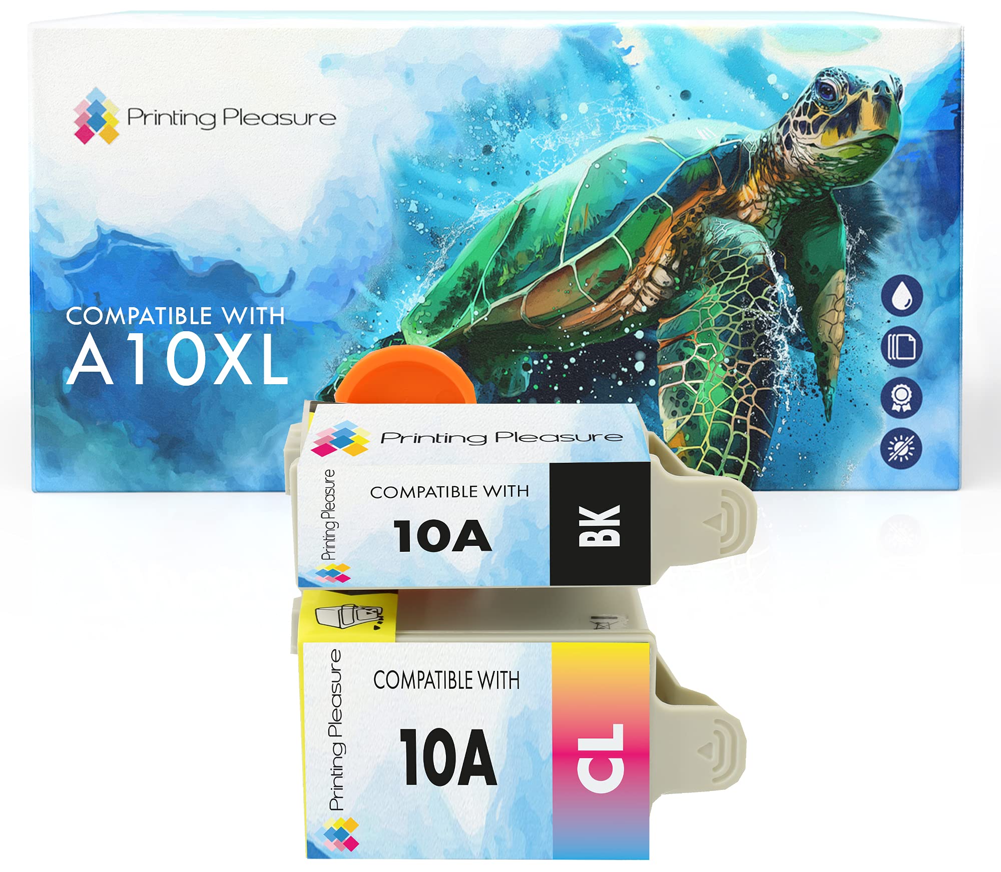 Printing Pleasure 2 (FULL SET) Compatible Advent ABK10 & ACLR10 Ink Cartridges for Advent A10 AW10 AWP10 - Black/Colour, High Capacity