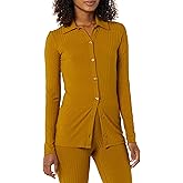 Amazon Essentials womens Wide Rib Long Sleeve Button-up Collared Cardigan (Pants Sold Separately)