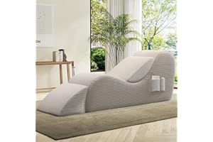 B.SAURASENG Yoga Chairs for Adults, Ergonomic Chaise Lounge Chair Indoor with Lumbar Pillow,Ottoman,Side Pockets,High Density Foam, Boneless Yoga Chair for Relaxation Exercise Stretching