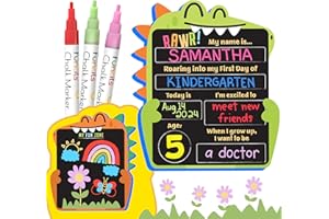 FUNCILS First Day of School Sign (11 x 13") - Double Sided Back to School Sign, First Day of Preschool Sign & Kindergarten Sign - Kids Chalkboard, Boys & Girls First Day of School Board + 3 Chalk Markers