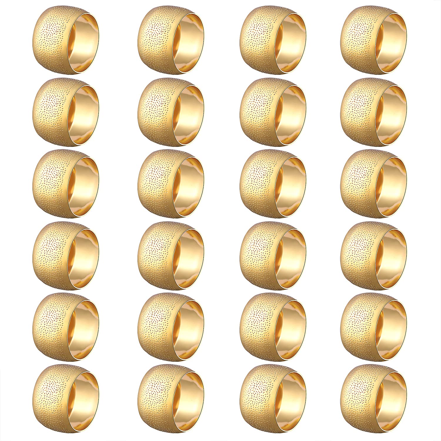 Napkin Rings - Round Napkin Holder Rings for Dinning Table Parties Weddings Family Gather- Holiday Banquet Christmas Dinner Serviette Buckles Decor (24 Set Gold)