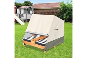Sobana Kids Outdoor Double Chaise Lounge Cover for Wooden Double Chaise Lounge,Waterproof Patio Furniture Cover for Kids or Pets,Beige