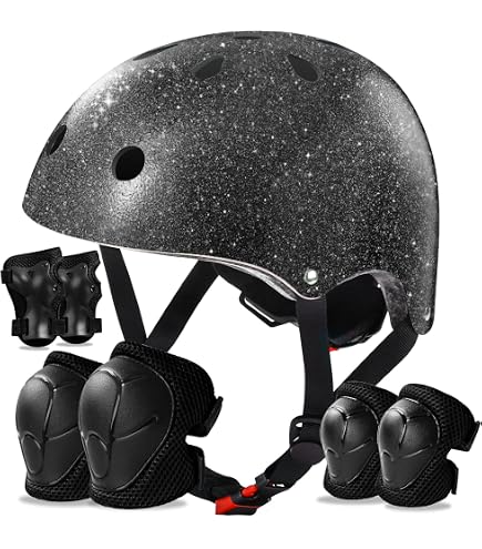 Toddler Helmets Kids Bike Helmet Size S(48-52cm), Kid Protective Gear Set Knee Pads for Kids 3-8 Years Knee and Elbow Pads with Wrist Guards for Skating Cycling Bike Rollerblading Scooter(Pink)