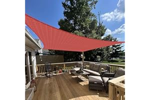 E&K Sunrise 8' x 8' Sun Shade Sail Rectangle Canopy Shade Cover UV Block for Patio Backyard Garden Outdoor (Red)