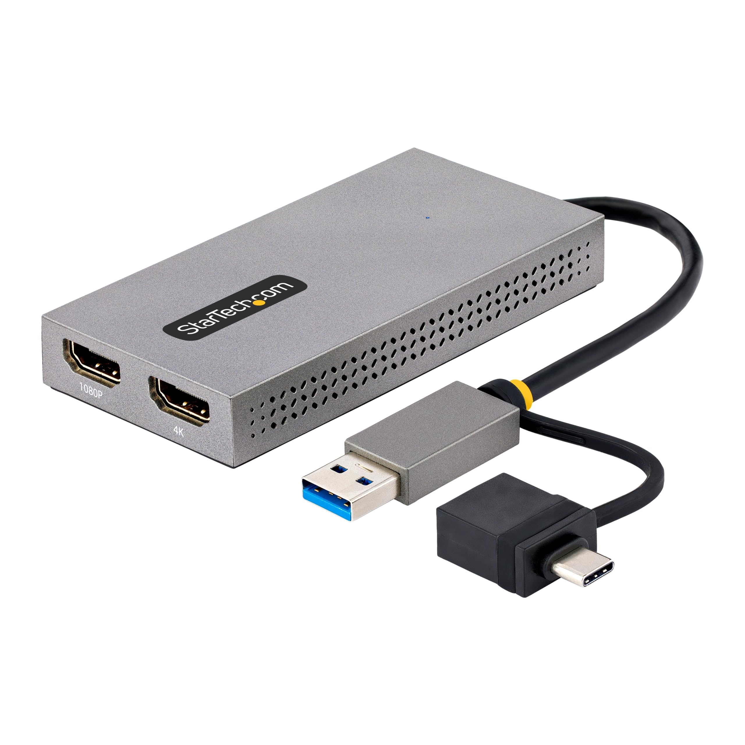 StarTech.com USB to Dual-HDMI Adapter, USB 3.0 AC to 2x HDMI Display (1x 4K30, 1x 1080p) Converter, Win,Mac