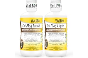 Vital Earth Minerals Cal-Mag Liquid – Calcium Magnesium Supplement with Vitamin D3, K2, Boron, and Fulvic Acid for Faster Absorption, 32 Oz Ea + 1 Oz Cup