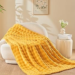 NEWCOSPLAY Throw Blanket for Couch Mustard Yellow
