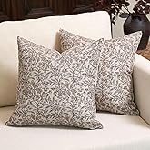 Amor Virisso Floral Throw Pillow Covers 18x18 Set of 2 Vintage Block Print Pillow Covers Decorative Pillow Covers Couch Pillows for Living Room Farmhouse Accent Sofa Pillows, Red/Sand