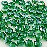 YHYPOCI 400pcs 4mm Crystal Glass Beads for Crafts Faceted Rondelle Glass Beads for Jewelry Making Crystal Spacer Beads for Necklaces Bracelets Earrings DIY Craft(Peacock Green AB)