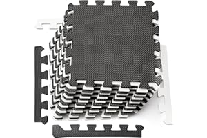 DEAYOU 16 Tiles Interlocking Foam Mat Floor Tiles, 0.4" Thickness EVA Foam Puzzle Mat with Borders, Soft Protective Exercise 