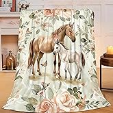 Citari Horse Blanket Horse and Pony Decor Throw Blanket Gifts for Girls Boys Lovers Super Warm Soft Plush Lightweight Fleece Flannel Winter Couch Bedding Blankets for Kids Adults Women Men 50"X40"