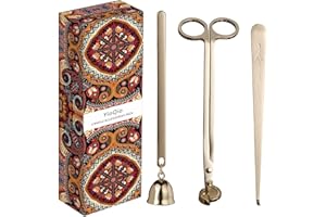 YioQio 3-in-1 Candle Accessory Set - Wick Trimmer, Dipper, Cutter & Snuffer with Gift Package (Gold)