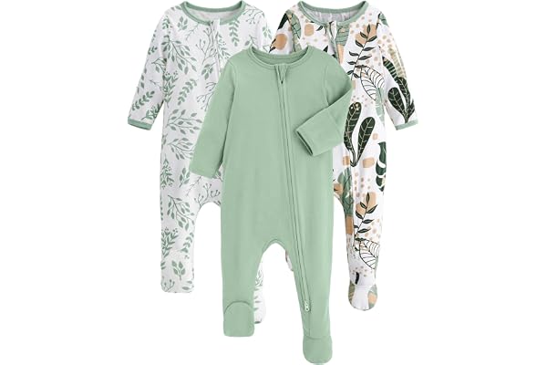 Yoofoss Baby Pajamas 100% Organic Cotton Baby Sleepers for Newborn 0-3 3-6 6-9 Months Boys Girl Clothes 3pcs Footed PJs