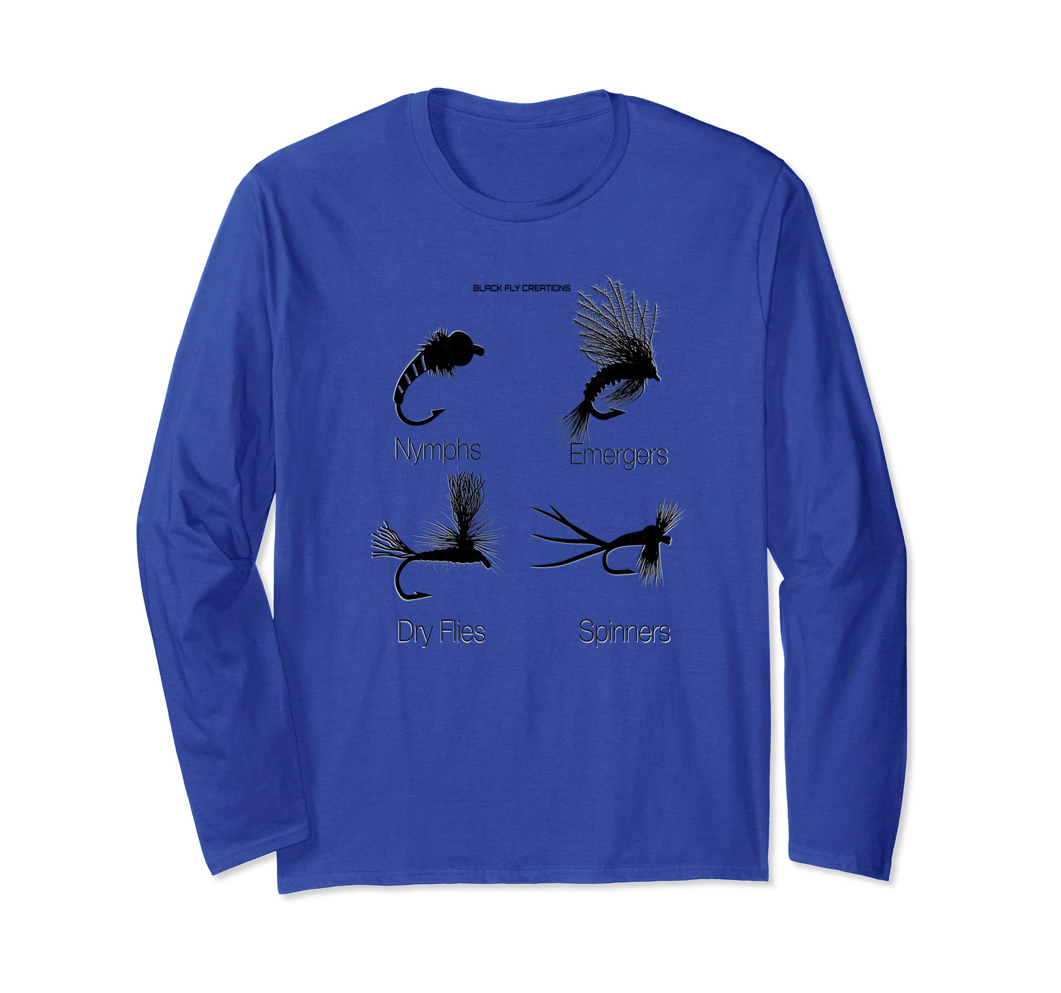 Fly Fishing Flies Caddis Fly Tying Euro Nymphing Black Fly Long Sleeve T-Shirt