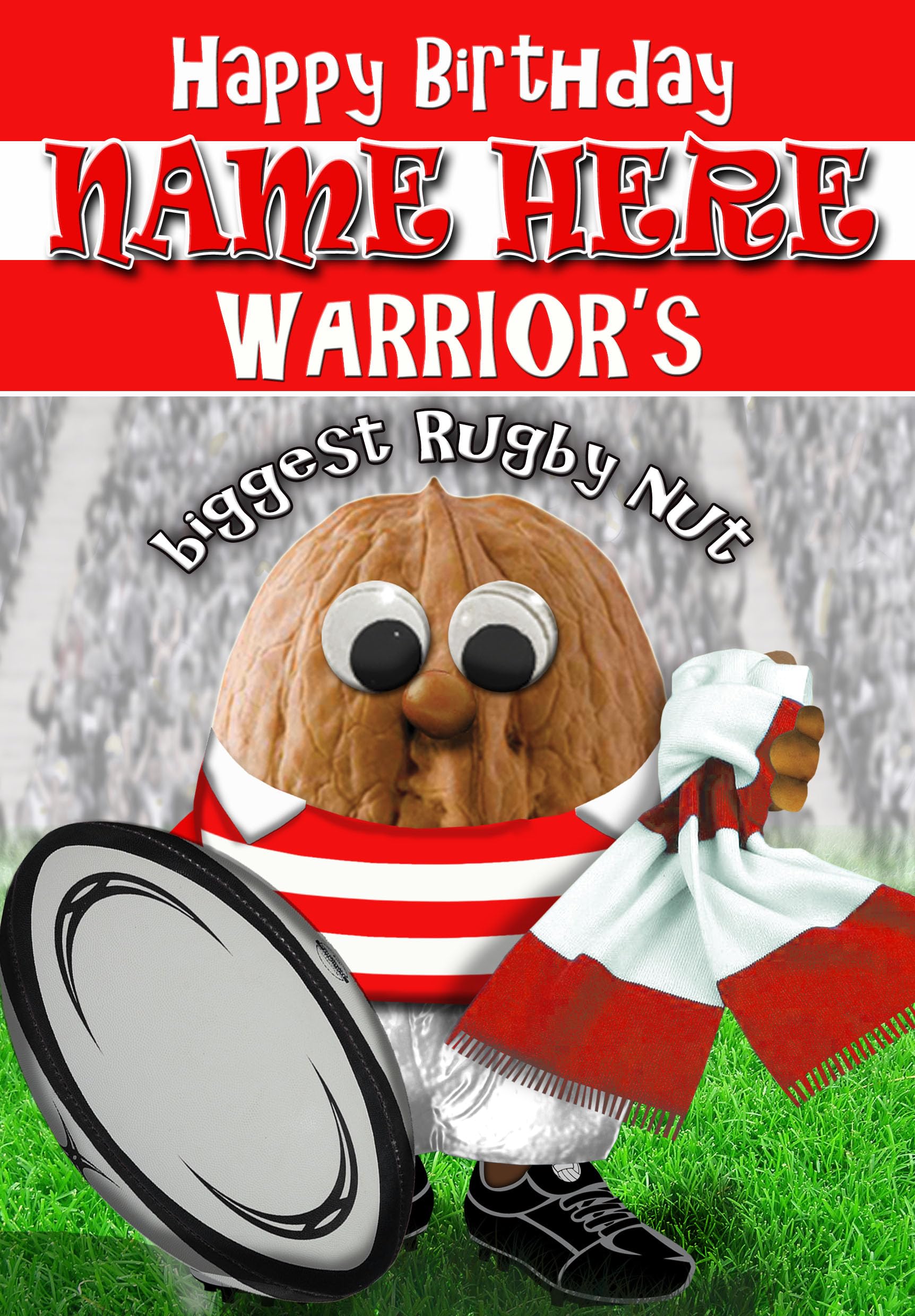 Wigan Warriors Birthday Card - Rugby Nut - PERSONALISED Option with NAME and/or AGE - POSTED SAME DAY - FULL COLOUR INSIDE