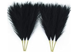 Art Vagon Faux Pampas Grass, 17.7"/45cm Tall Artificial Dried Plants Fluffy 6 Pcs Fake Pampous Grass Flower Decor Green Boho Room Decoration for Home Office Living Room Wedding Party (Black)