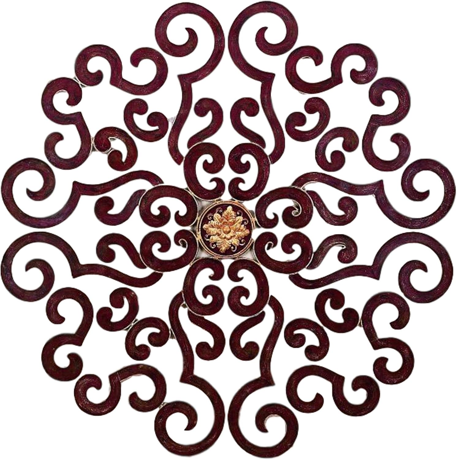 Amazon Com My Swanky Home 50 Oversize Dark Red Scroll Wall Medallion Round Art Metal Iron Swirl Home Kitchen