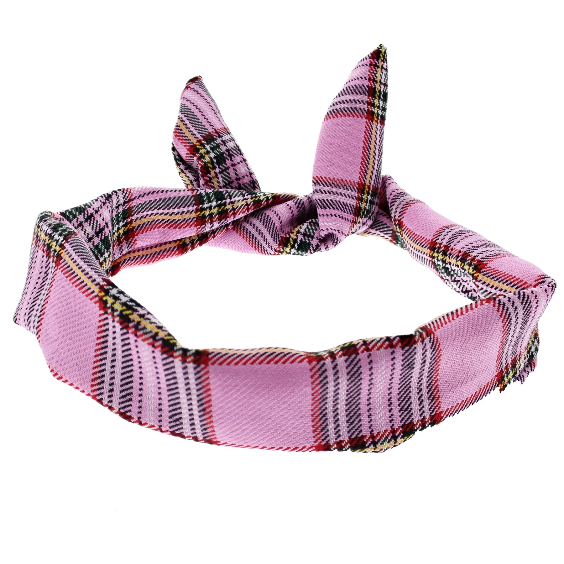 Topkids Accessories Wire Headbands for Women's Hair, Girls Headbands Bands for Women Hair Accessories for Women Head Bands Adult Women's Fashion Headbands (Light Pink Tartan)