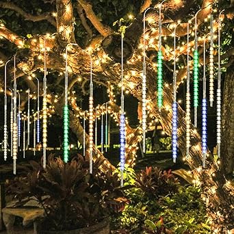 BlueFire Aufgerüstet Meteorschauer Regen Lichter, 50cm 10 Spirale Spirale Tubes 540 LEDs Wasserdichte Schneefall Lichterkette