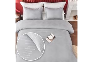 Ailemei Direct Duvet Cover Twin Size in Boho Style, Shabby Chic Embroidery Duvet Cover Set for All Seasons 2 Pieces 68”x 90”(Gray)