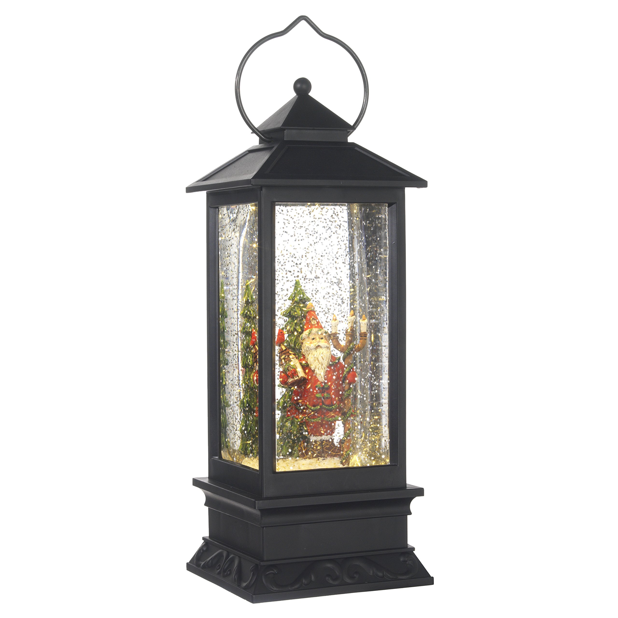 Lighted Snow Globe Lantern 11 Inch, Black Holiday Water Lantern by RAZ