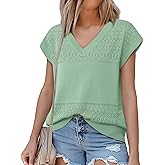 Messic Womens V Neck Sweater Vest Cap Sleeve Casual Lightweight Knit Pullover Tops