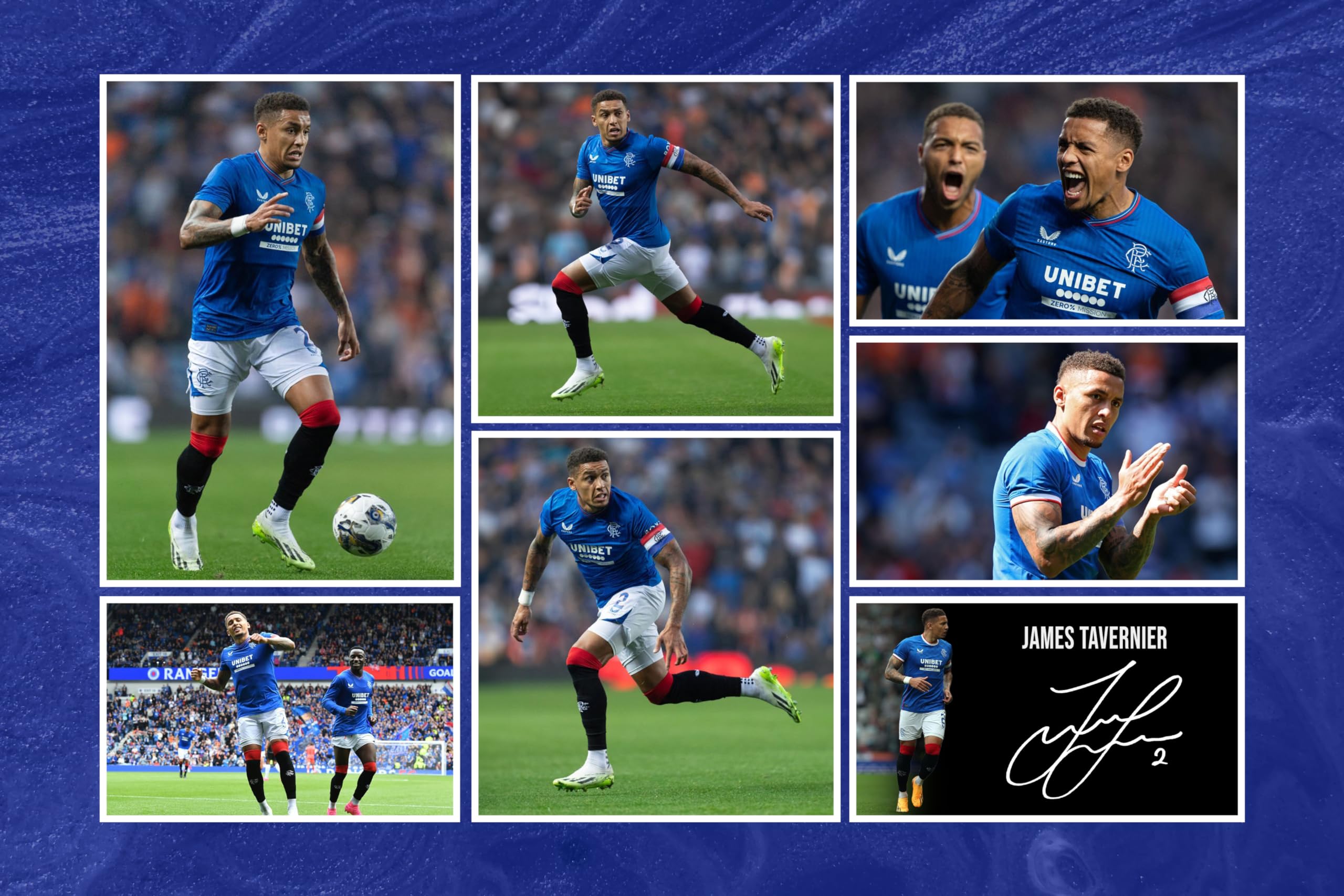 RJR PRINTS James Tavernier - Rangers Signed 12x8 Inch Montage Photo Print Pre Printed Signature Autograph Football Gift