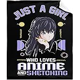 Microfiber Flannel Throw Blanket Just A Girl Who Loves Anime and Sketching Super Soft Cozy Lightweight Summer Quilt Perfect for Bed Sofa-50"x40" Small for Kids