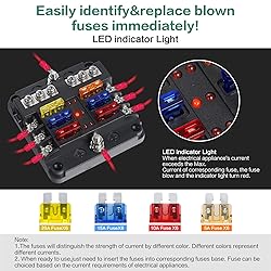 Deyooxi 6 Way Fuse Block,12V Blade Fuse 6 Circuit
