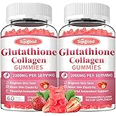 Sijigood 2 Pack Glutathione Collagen Gummies, Skin Brightening & Anti-Aging, Supports Hair, Skin & Nail Health, Glutathione Supplement for Women, Strawberry Flavor, 120 Count