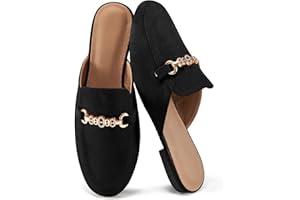 FUDYNMALC Womens Mules Buckle Flats: Classic Suede Slip On Shoes Dressy Closed Toe Backless Slides Loafers 2025
