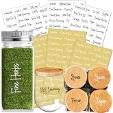 278 Pcs Clear Preprinted Spice Label Stickers, Removable for Kitchen Jars | Easy Organizing &amp; Identifying Spice Herb Seasoning Jars | Water Oil Resistant Labels with 139 Black &amp; White Word Art Letters